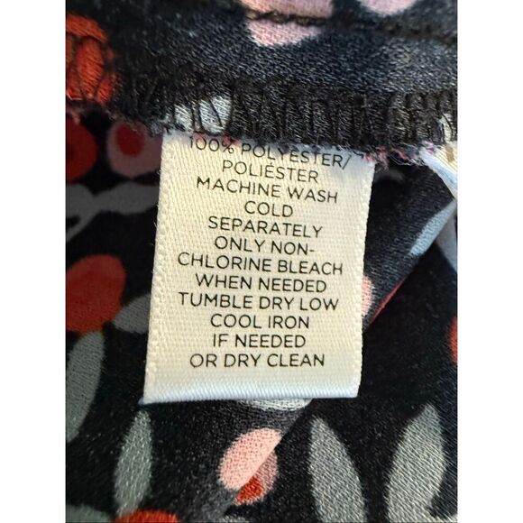 Loft Size S Long Sleeve Shift Dress Red Berry Floral Velvet Trim Cutout Fall - Picture 14 of 14